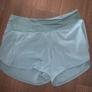 Blue lululemon speed up short long 4”